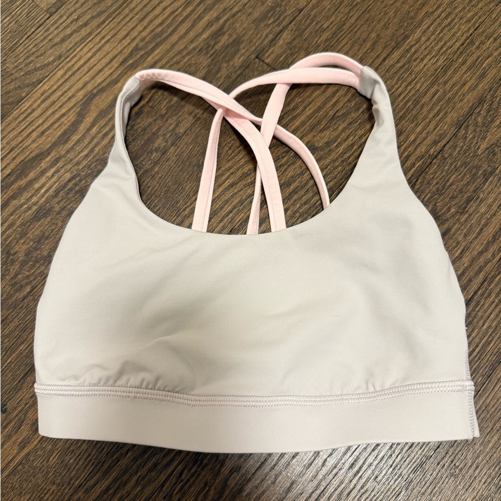 Lululemon Athletica Pink and Cream Bra with Cross-back Design